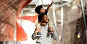 Bristol Dockyards Dry Dock with a father and son exploring